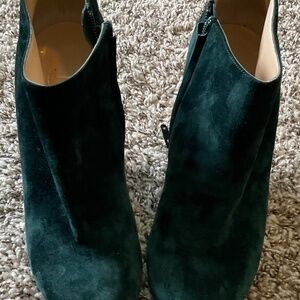 Louboutin Green Suede Wedge Heels